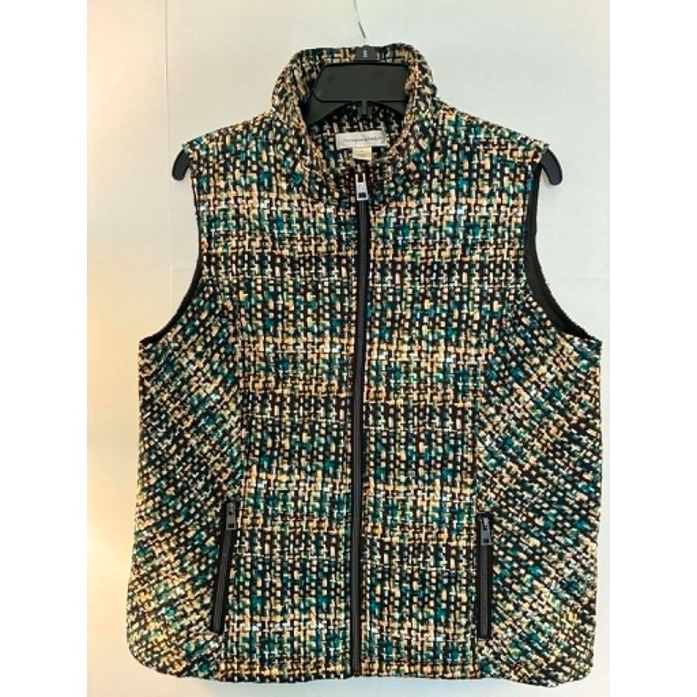 Christopher & Banks Womens XL Printed‎ Puffer Vest Full Zip Quilted Casual
